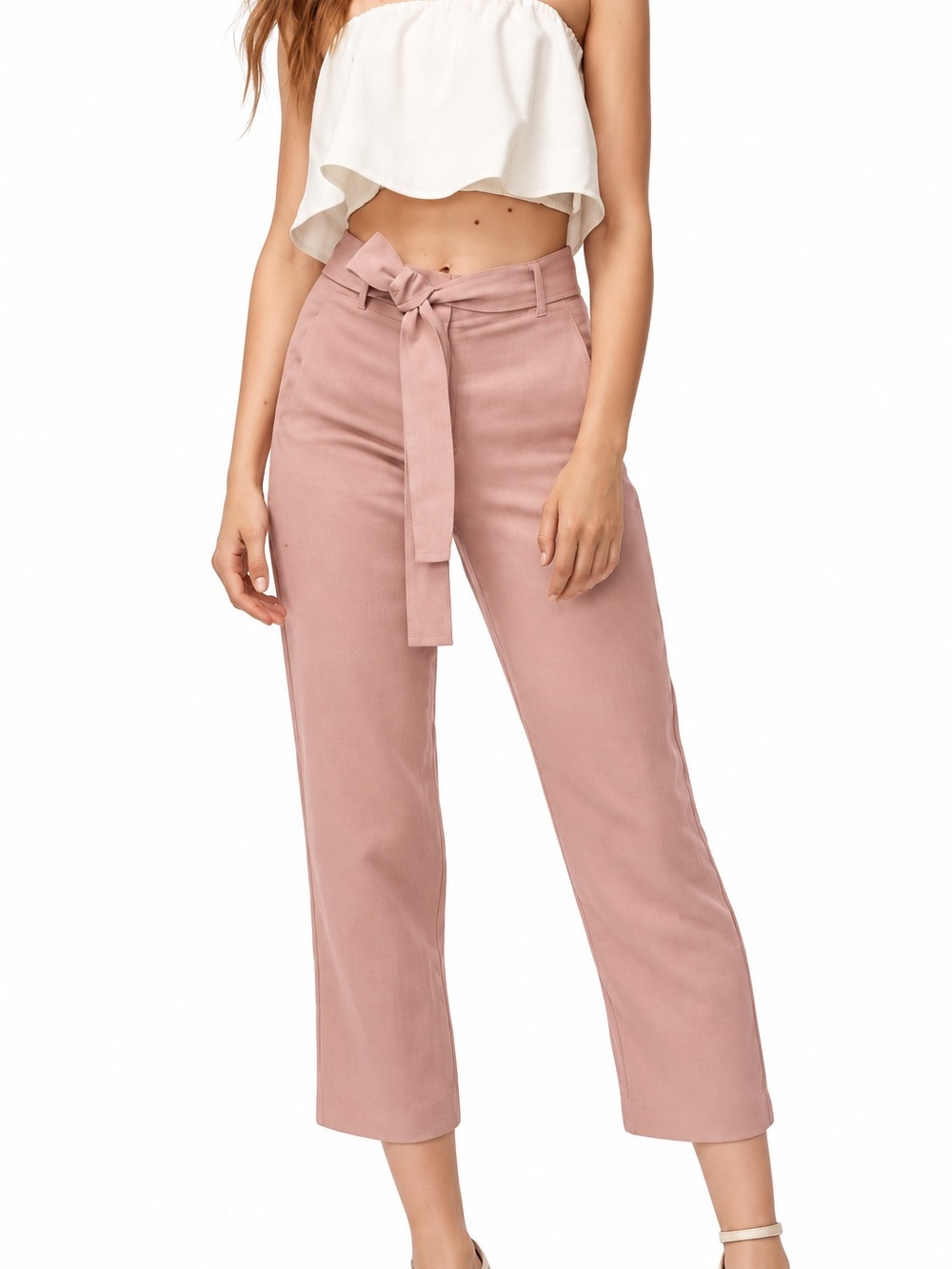 ✅ Wilfred High-Rise Tie-Waist straight leg Trousers size 8